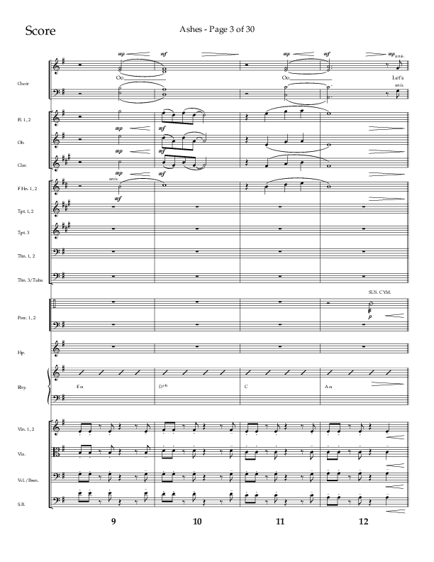 Ashes (Choral Anthem SATB) Orchestration (Lifeway Choral / Arr. Cliff Duren)