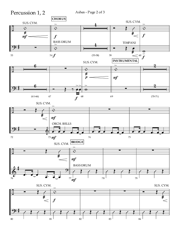 Ashes (Choral Anthem SATB) Percussion 1/2 (Lifeway Choral / Arr. Cliff Duren)