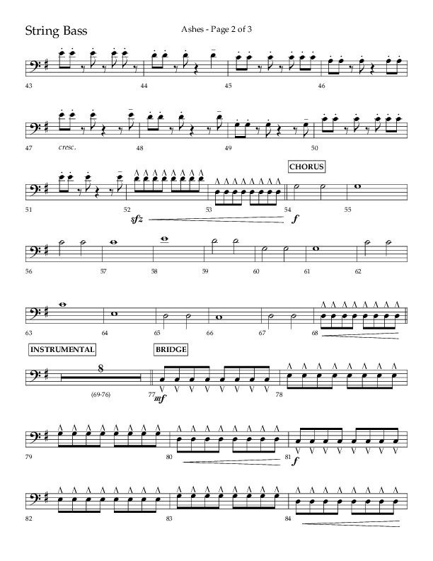 Ashes (Choral Anthem SATB) String Bass (Lifeway Choral / Arr. Cliff Duren)