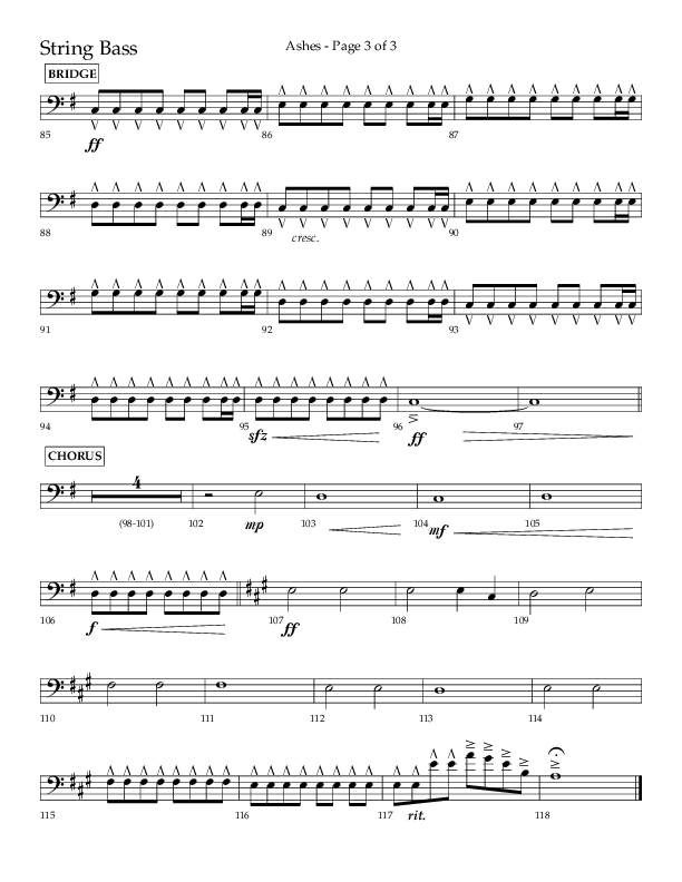 Ashes (Choral Anthem SATB) String Bass (Lifeway Choral / Arr. Cliff Duren)