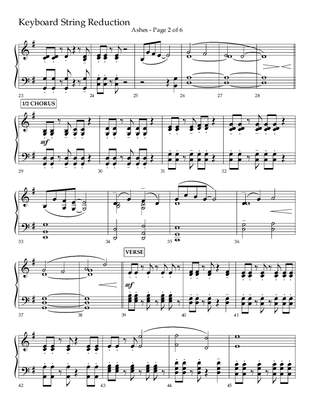 Ashes (Choral Anthem SATB) String Reduction (Lifeway Choral / Arr. Cliff Duren)