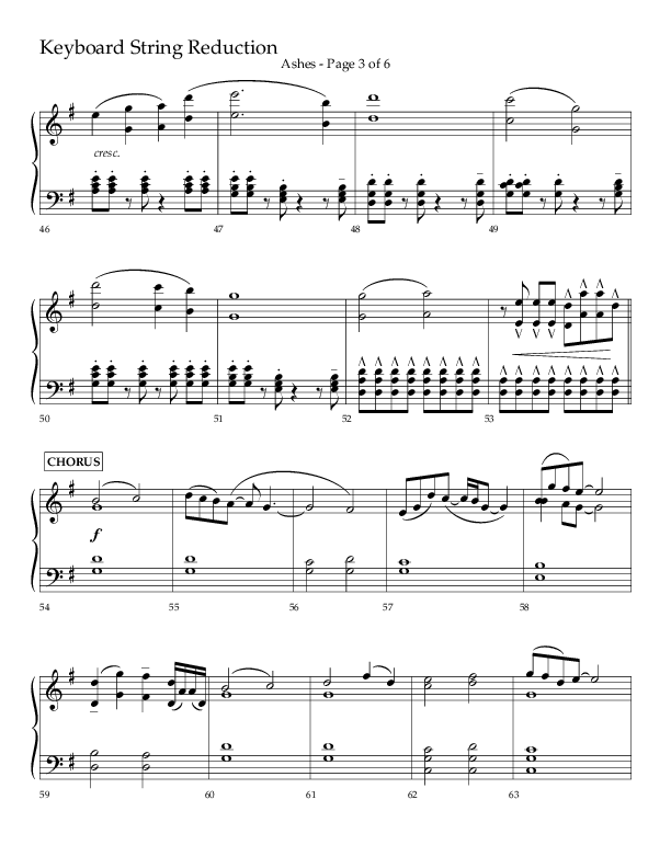 Ashes (Choral Anthem SATB) String Reduction (Lifeway Choral / Arr. Cliff Duren)