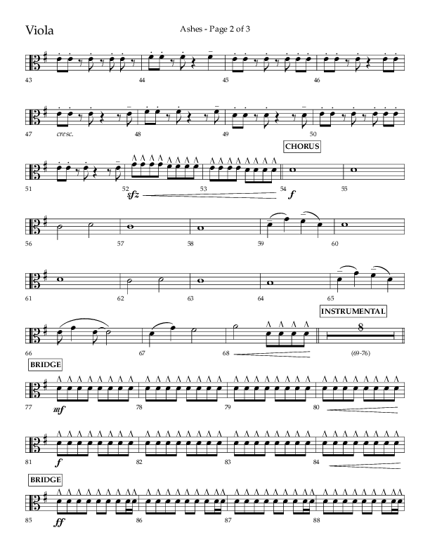 Ashes (Choral Anthem SATB) Viola (Lifeway Choral / Arr. Cliff Duren)
