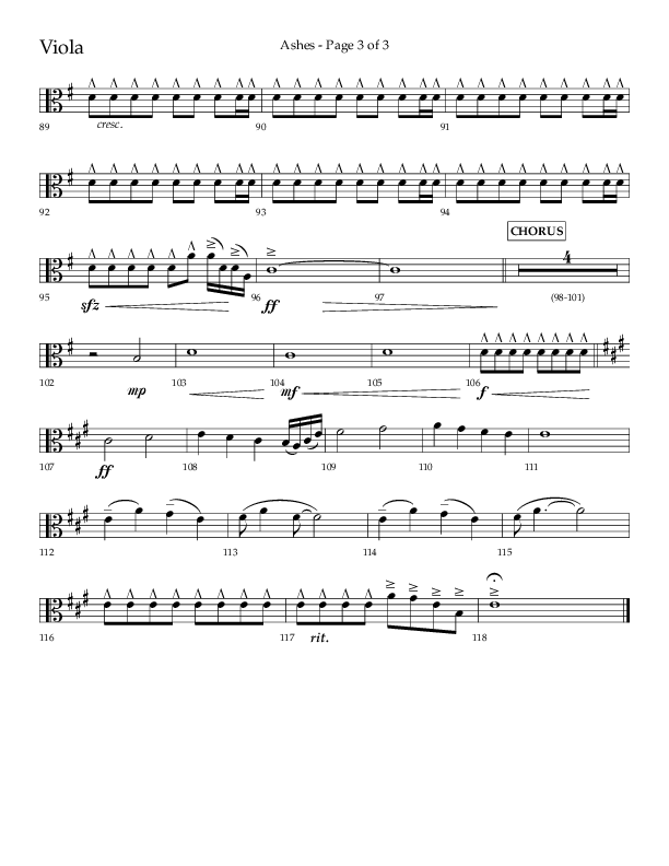 Ashes (Choral Anthem SATB) Viola (Lifeway Choral / Arr. Cliff Duren)