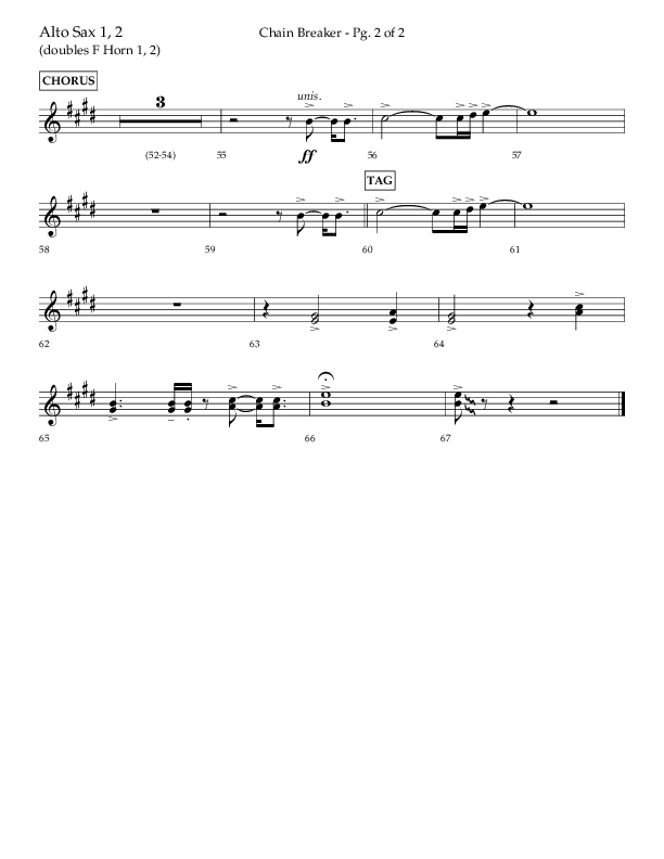 Chain Breaker (Choral Anthem SATB) Alto Sax 1/2 (Lifeway Choral / Arr. Danny Zaloudik)