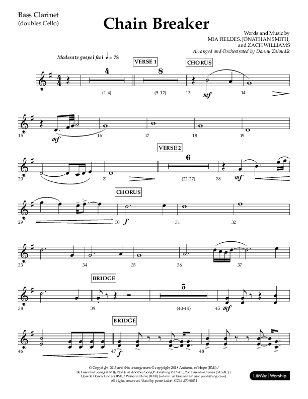 Chain Breaker (Choral Anthem SATB) Bass Clarinet (Lifeway Choral / Arr. Danny Zaloudik)
