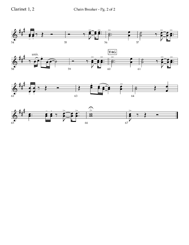 Chain Breaker (Choral Anthem SATB) Clarinet 1/2 (Lifeway Choral / Arr. Danny Zaloudik)