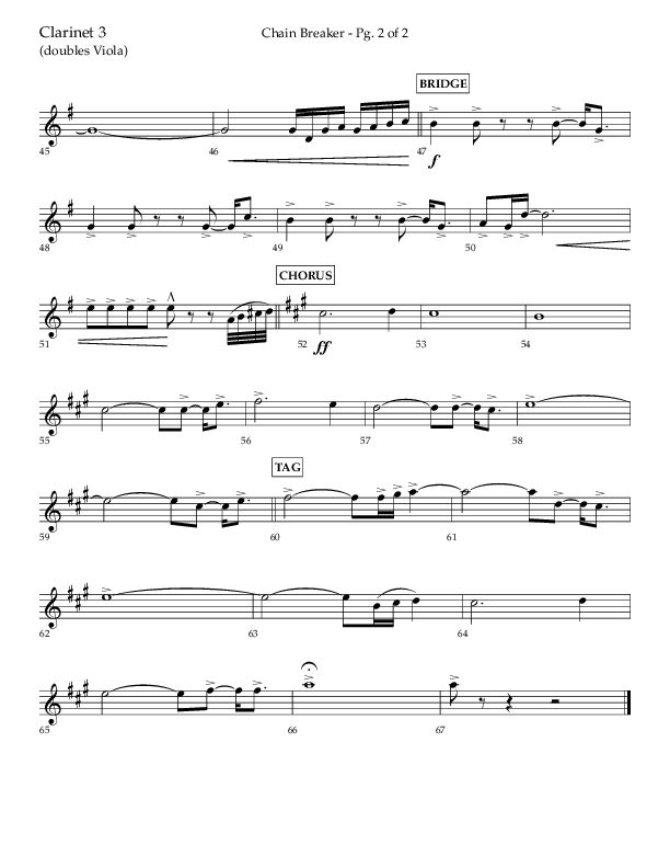 Chain Breaker (Choral Anthem SATB) Clarinet 3 (Lifeway Choral / Arr. Danny Zaloudik)