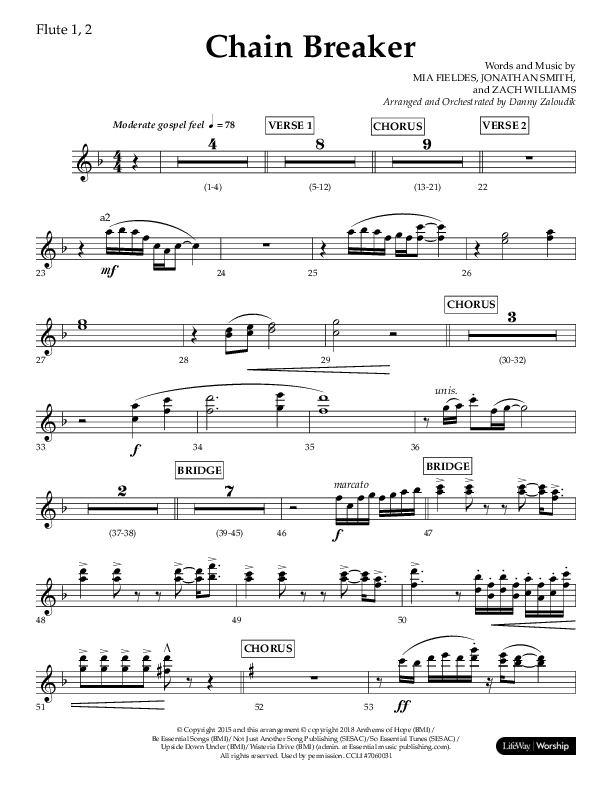 Chain Breaker (Choral Anthem SATB) Flute 1/2 (Lifeway Choral / Arr. Danny Zaloudik)