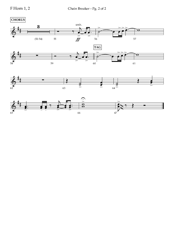 Chain Breaker (Choral Anthem SATB) French Horn 1/2 (Lifeway Choral / Arr. Danny Zaloudik)