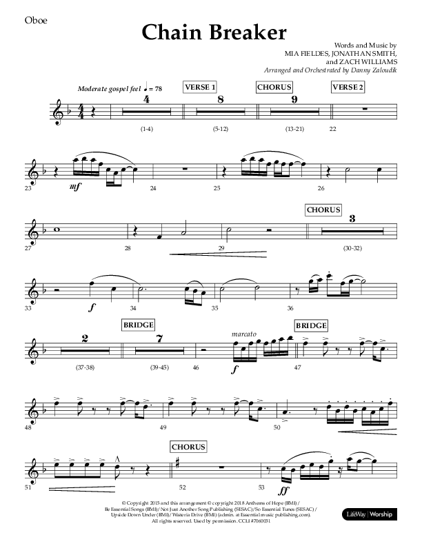 Chain Breaker (Choral Anthem SATB) Oboe (Lifeway Choral / Arr. Danny Zaloudik)