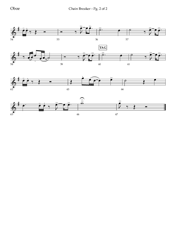 Chain Breaker (Choral Anthem SATB) Oboe (Lifeway Choral / Arr. Danny Zaloudik)