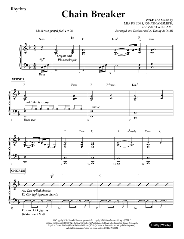 Chain Breaker (Choral Anthem SATB) Lead Melody & Rhythm (Lifeway Choral / Arr. Danny Zaloudik)