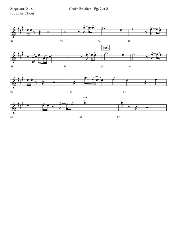 Chain Breaker (Choral Anthem SATB) Soprano Sax (Lifeway Choral / Arr. Danny Zaloudik)