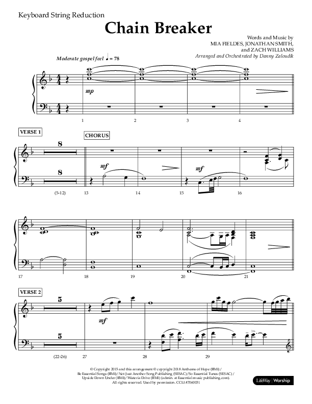 Chain Breaker (Choral Anthem SATB) String Reduction (Lifeway Choral / Arr. Danny Zaloudik)