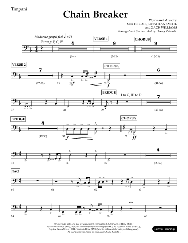 Chain Breaker (Choral Anthem SATB) Timpani (Lifeway Choral / Arr. Danny Zaloudik)