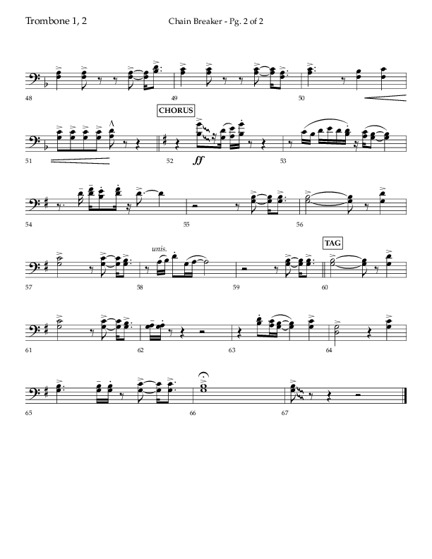 Chain Breaker (Choral Anthem SATB) Trombone 1/2 (Lifeway Choral / Arr. Danny Zaloudik)
