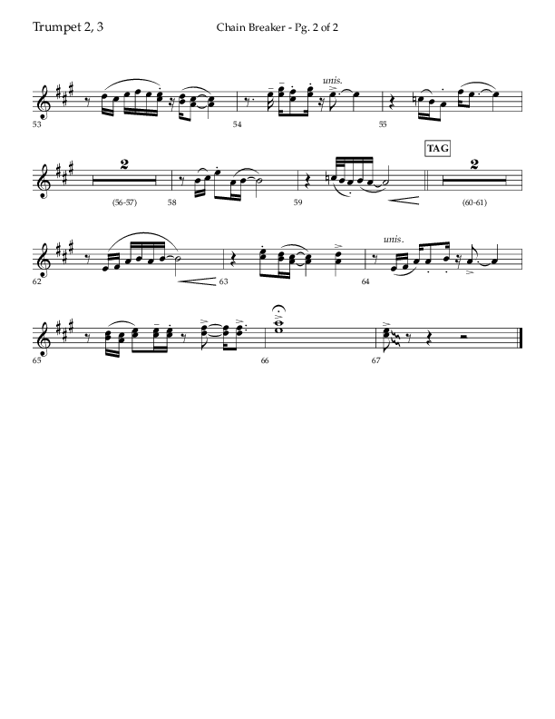 Chain Breaker (Choral Anthem SATB) Trumpet 2/3 (Lifeway Choral / Arr. Danny Zaloudik)