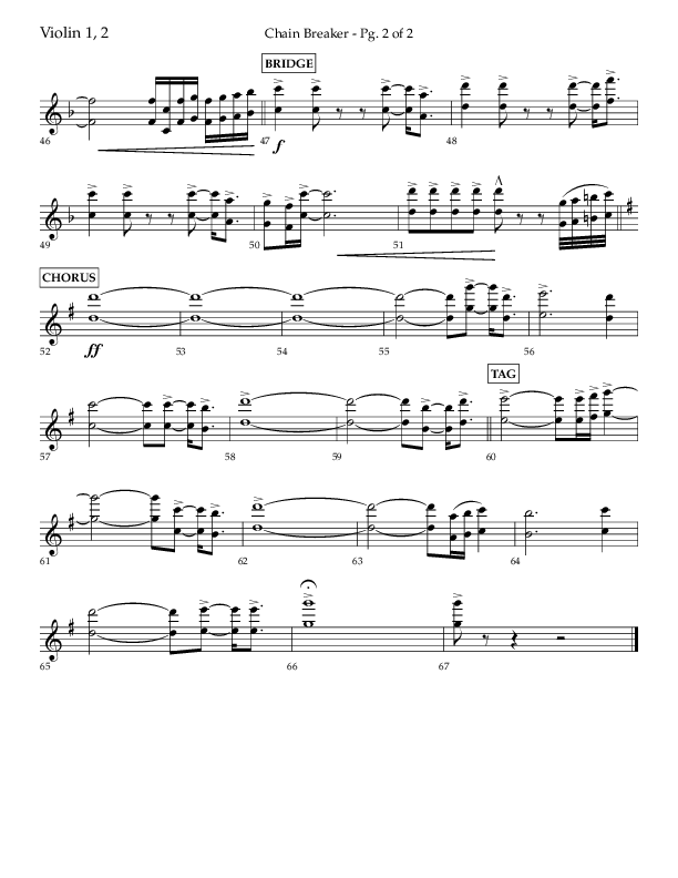 Chain Breaker (Choral Anthem SATB) Violin 1/2 (Lifeway Choral / Arr. Danny Zaloudik)