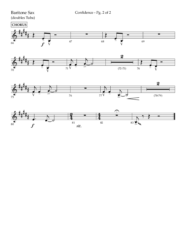 Confidence (Choral Anthem SATB) Bari Sax (Lifeway Choral / Arr. David Wise / Orch. David Shipps)