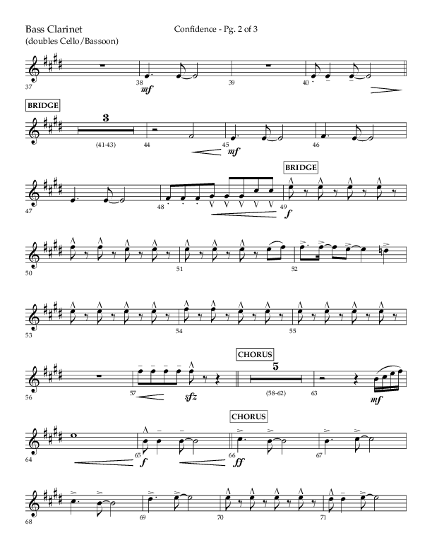 Confidence (Choral Anthem SATB) Bass Clarinet (Lifeway Choral / Arr. David Wise / Orch. David Shipps)