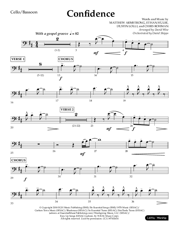 Confidence (Choral Anthem SATB) Cello (Lifeway Choral / Arr. David Wise / Orch. David Shipps)