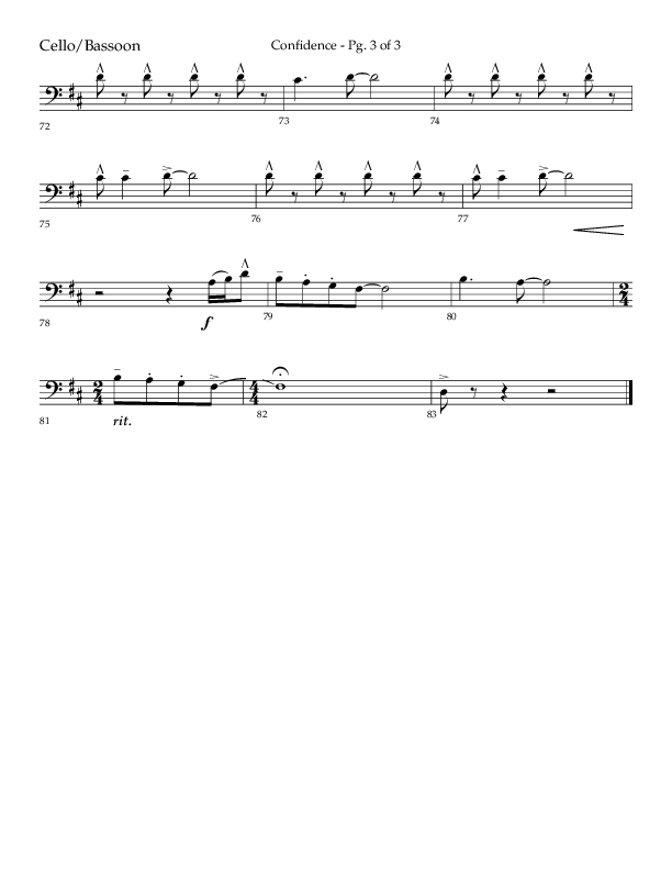 Confidence (Choral Anthem SATB) Cello (Lifeway Choral / Arr. David Wise / Orch. David Shipps)