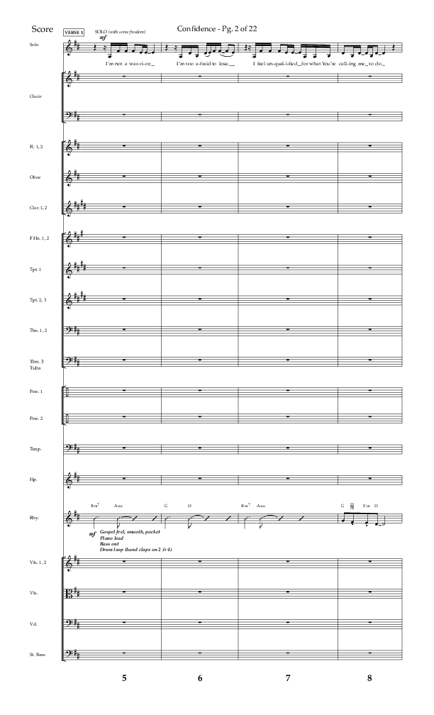 Confidence (Choral Anthem SATB) Orchestration (Lifeway Choral / Arr. David Wise / Orch. David Shipps)
