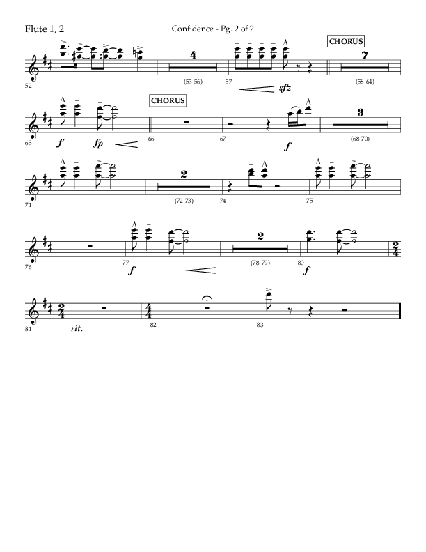 Confidence (Choral Anthem SATB) Flute 1/2 (Lifeway Choral / Arr. David Wise / Orch. David Shipps)