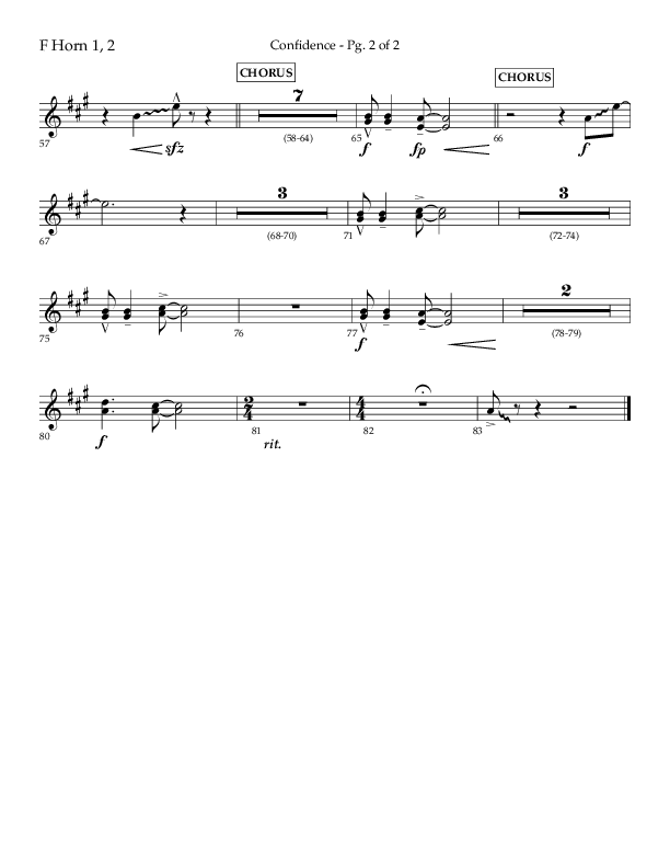 Confidence (Choral Anthem SATB) French Horn 1/2 (Lifeway Choral / Arr. David Wise / Orch. David Shipps)