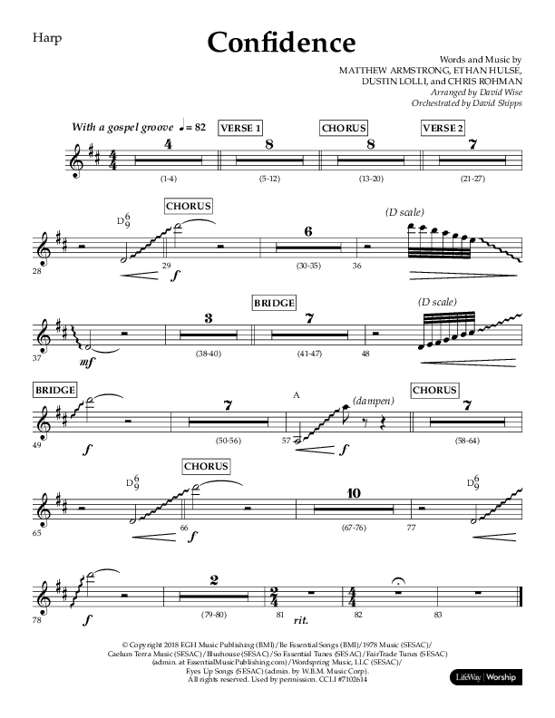 Confidence (Choral Anthem SATB) Harp (Lifeway Choral / Arr. David Wise / Orch. David Shipps)