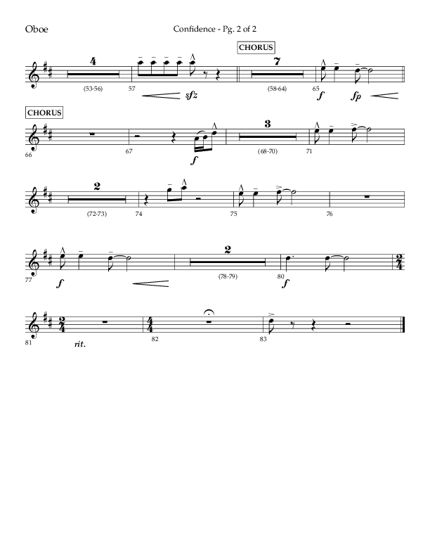Confidence (Choral Anthem SATB) Oboe (Lifeway Choral / Arr. David Wise / Orch. David Shipps)