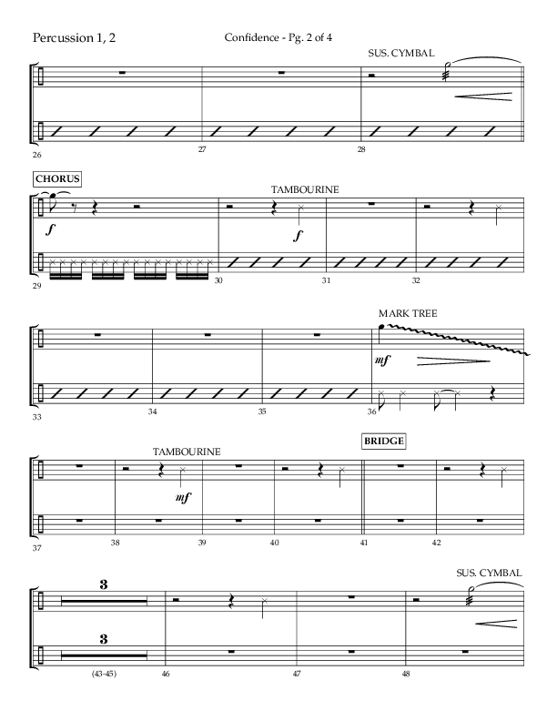 Confidence (Choral Anthem SATB) Percussion 1/2 (Lifeway Choral / Arr. David Wise / Orch. David Shipps)