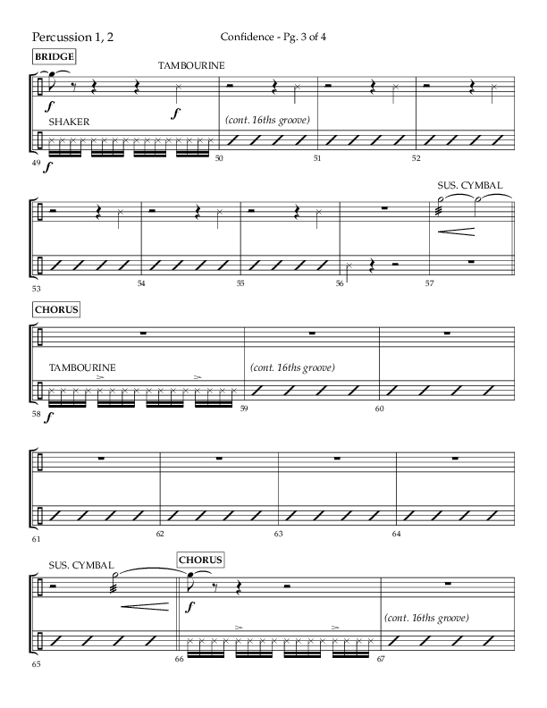 Confidence (Choral Anthem SATB) Percussion 1/2 (Lifeway Choral / Arr. David Wise / Orch. David Shipps)