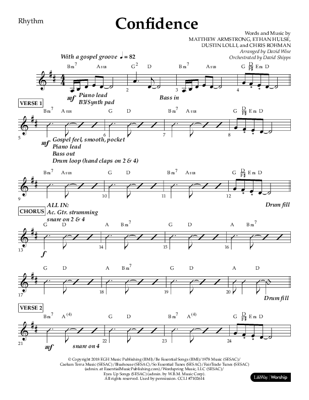 Confidence (Choral Anthem SATB) Lead Melody & Rhythm (Lifeway Choral / Arr. David Wise / Orch. David Shipps)