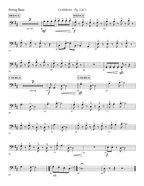 Confidence (Choral Anthem SATB) String Bass (Lifeway Choral / Arr. David Wise / Orch. David Shipps)