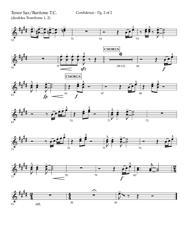 Confidence (Choral Anthem SATB) Tenor Sax/Baritone T.C. (Lifeway Choral / Arr. David Wise / Orch. David Shipps)