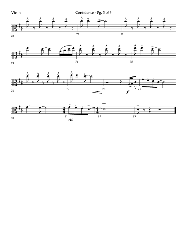 Confidence (Choral Anthem SATB) Viola (Lifeway Choral / Arr. David Wise / Orch. David Shipps)