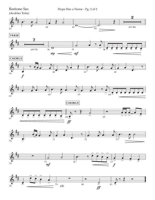 Hope Has A Name (Choral Anthem SATB) Bari Sax (Lifeway Choral / Arr. Elizabeth Clark Evans / Orch. Michael Lawrence)