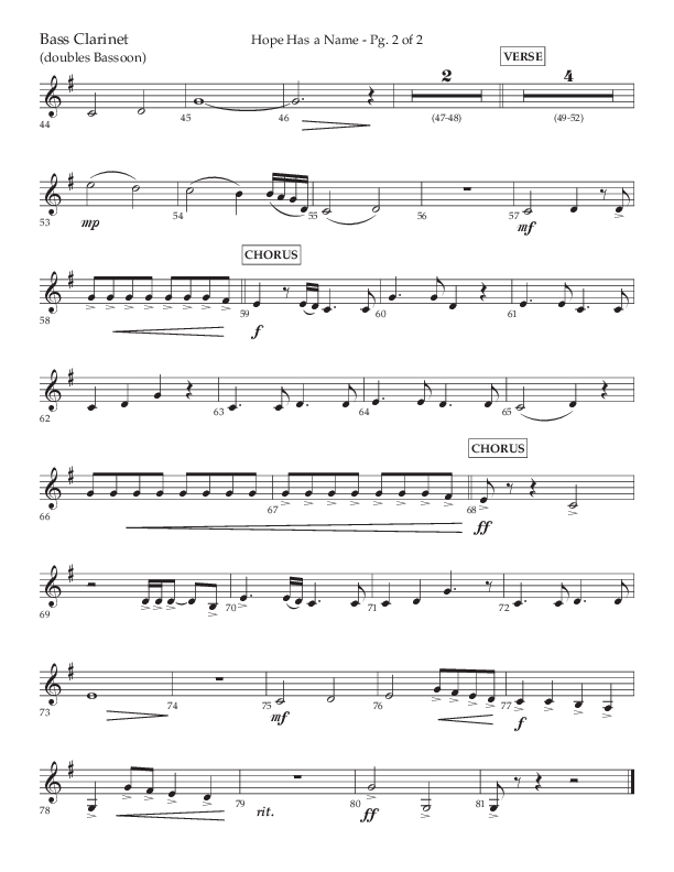 Hope Has A Name (Choral Anthem SATB) Bass Clarinet (Lifeway Choral / Arr. Elizabeth Clark Evans / Orch. Michael Lawrence)