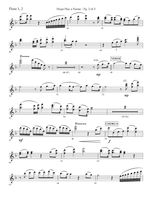 Hope Has A Name (Choral Anthem SATB) Flute 1/2 (Lifeway Choral / Arr. Elizabeth Clark Evans / Orch. Michael Lawrence)