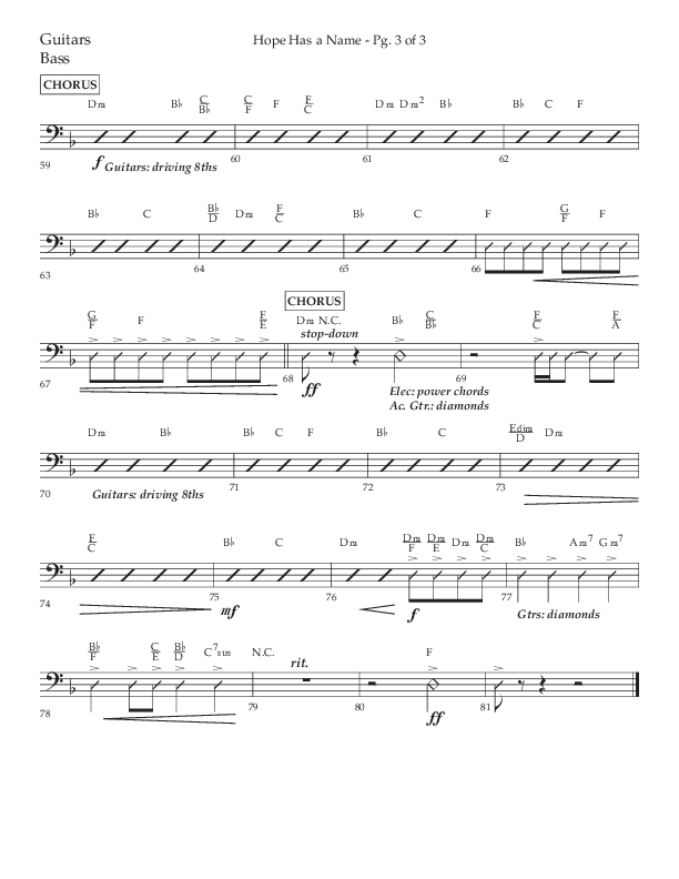 Hope Has A Name (Choral Anthem SATB) Guitar (Lifeway Choral / Arr. Elizabeth Clark Evans / Orch. Michael Lawrence)