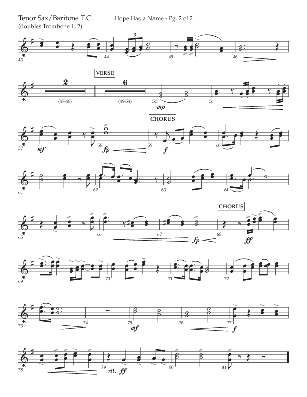 Hope Has A Name (Choral Anthem SATB) Tenor Sax/Baritone T.C. (Lifeway Choral / Arr. Elizabeth Clark Evans / Orch. Michael Lawrence)