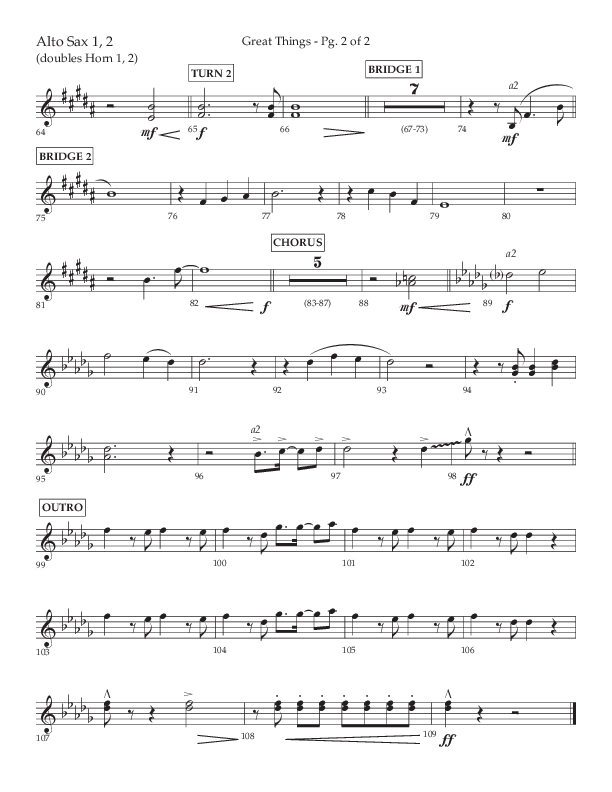 Great Things (Choral Anthem SATB) Alto Sax 1/2 (Lifeway Choral / Arr. Daniel Semsen)
