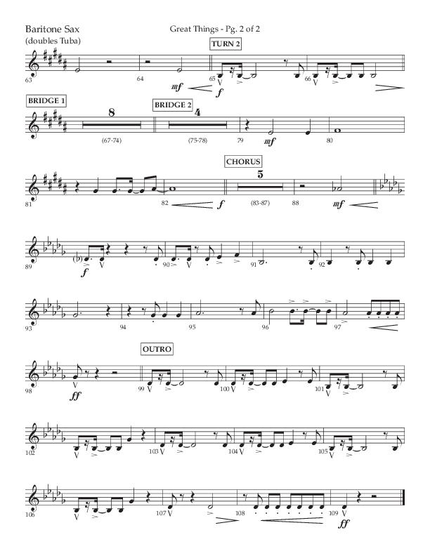 Great Things (Choral Anthem SATB) Bari Sax (Lifeway Choral / Arr. Daniel Semsen)