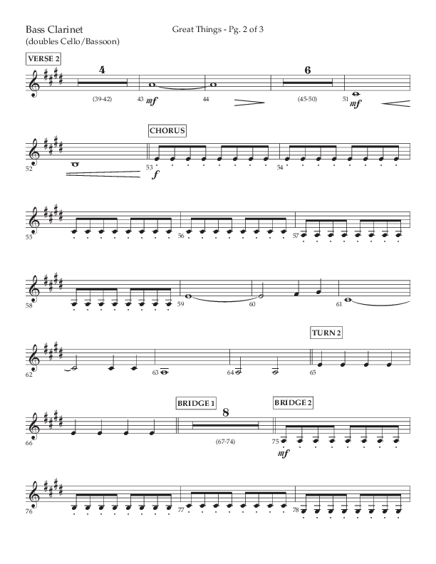 Great Things (Choral Anthem SATB) Bass Clarinet (Lifeway Choral / Arr. Daniel Semsen)