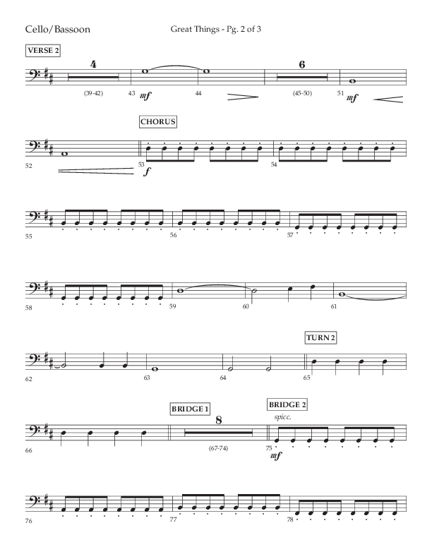 Great Things (Choral Anthem SATB) Cello (Lifeway Choral / Arr. Daniel Semsen)