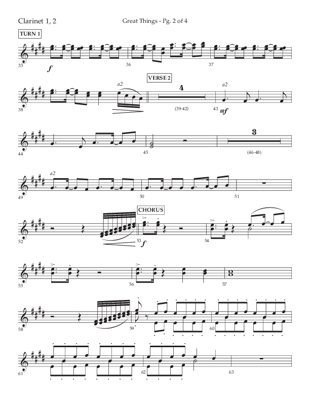 Great Things (Choral Anthem SATB) Clarinet 1/2 (Lifeway Choral / Arr. Daniel Semsen)