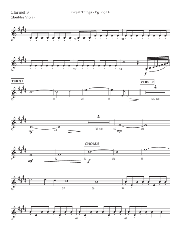 Great Things (Choral Anthem SATB) Clarinet 3 (Lifeway Choral / Arr. Daniel Semsen)