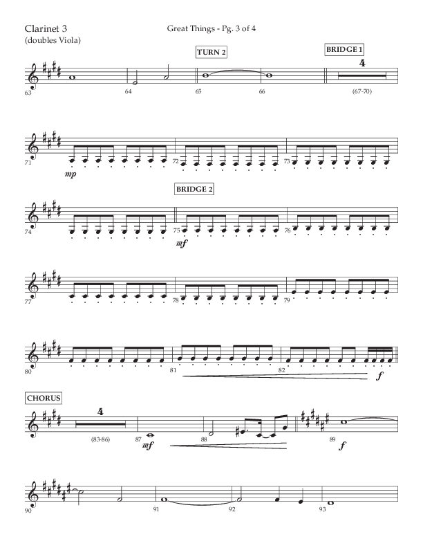 Great Things (Choral Anthem SATB) Clarinet 3 (Lifeway Choral / Arr. Daniel Semsen)